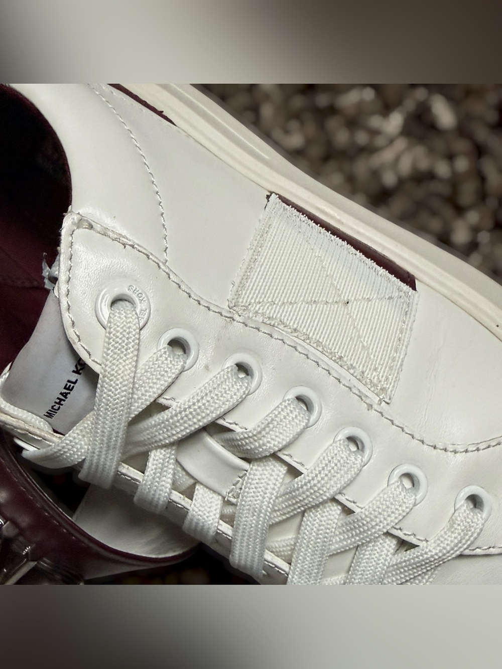 MICHAEL KORS Emmett Platform Sneaker Off-White & Burgundy Size 7 Women - Picture 10 of 14